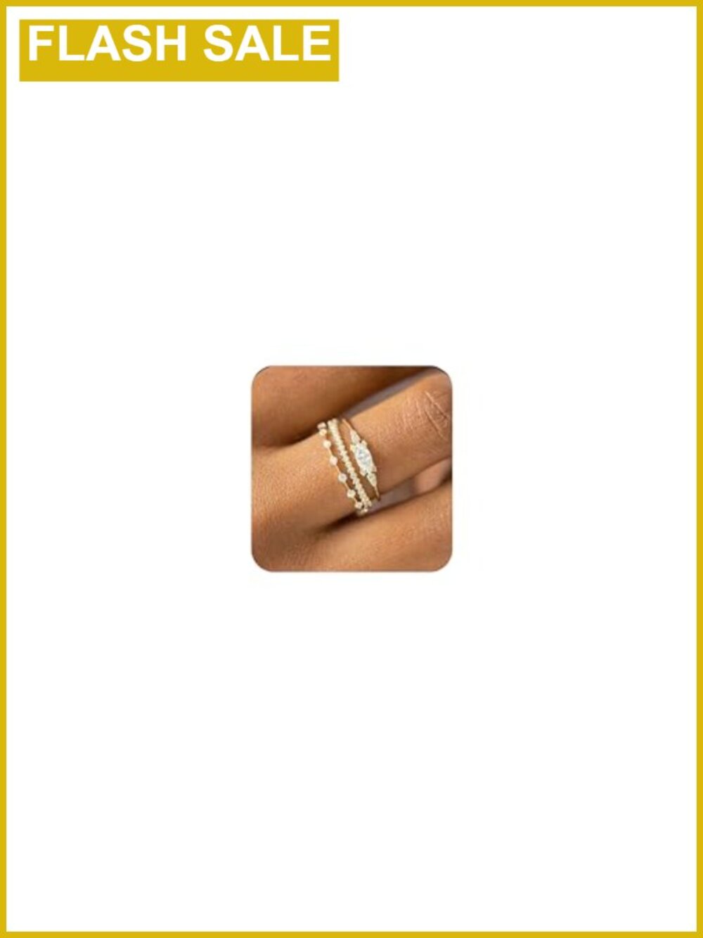 Dainty 14K Gold Plated Stacking Rings Set Cubic Zirconia Pave